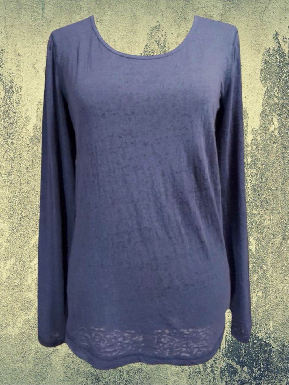 Mudd Long Sleeve Top Blue Burnout Sheer Y2K Minimalist Grunge Indie Sleaze L